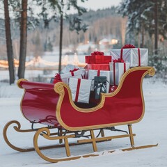 Santa Claus sleigh with gifts