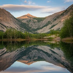 Landscape of mountains on the background of water