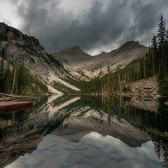 Landscape of mountains on the background of water