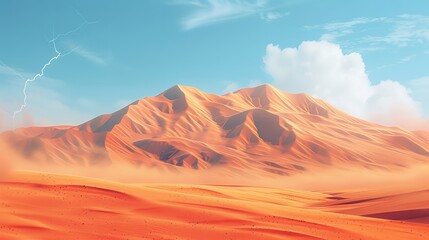 Naklejka premium Realistic desert landscape. Beautiful view on realistic sand dunes at sunset. Made with Generative Ai