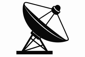 Satellite Dish silhouette black vector illustration and white background