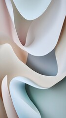 Obraz premium A layered abstract background resembling paper cutouts in pastel shades, with smooth curves and soft shadows.