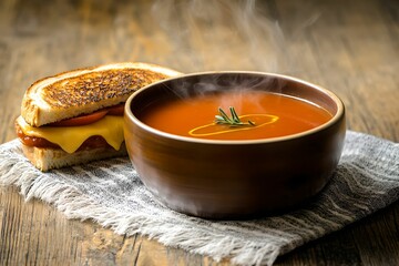 Cozy Tomato Soup and Grilled Cheese for Winter, food, comfort, warm, dish