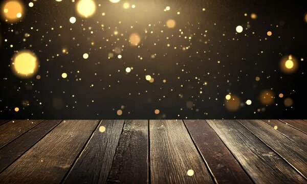 A stunning backdrop showcases shimmering golden lights scattered across a dark setting, creating an enchanting atmosphere perfect for events
