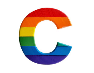 Letter C - consisting of rainbow colors, isolated on a white background, cut out 