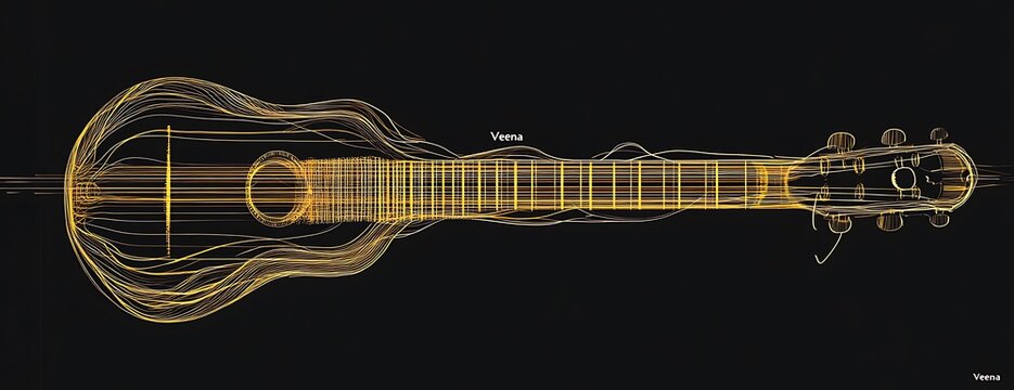 An illustration of a veena musical instrument in a minimal
