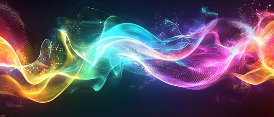 Fototapeta premium Colorful Waves of Light and Energy Illustration in a Digital Abstract Background for Creative and Artistic Projects