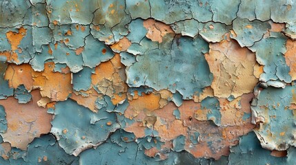 Obraz premium Aged Teal and Orange Patina Texture Cracked Paint Background