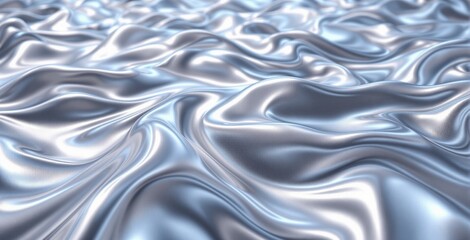 Fototapeta premium Shimmering Silver Liquid Surface with Fluid Wave Patterns