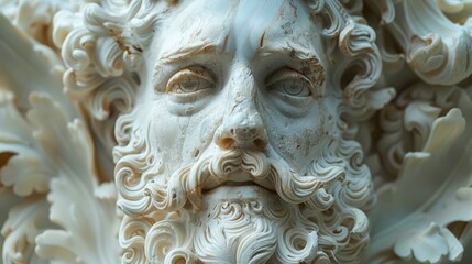 Fototapeta premium Intricate Marble Sculpture Close up Detail of Ancient Greek God Face 8K Ultra HD