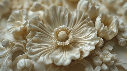 Intricate Sandstone Carving Floral Relief 8K Ultra HD Decorative Art