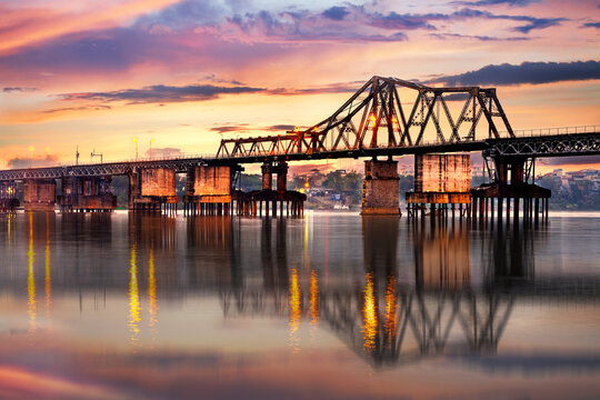 Long Bien Bridge in Hanoi, Vietnam