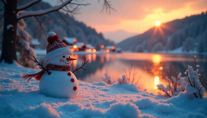 Fototapeta premium snowman in the snow