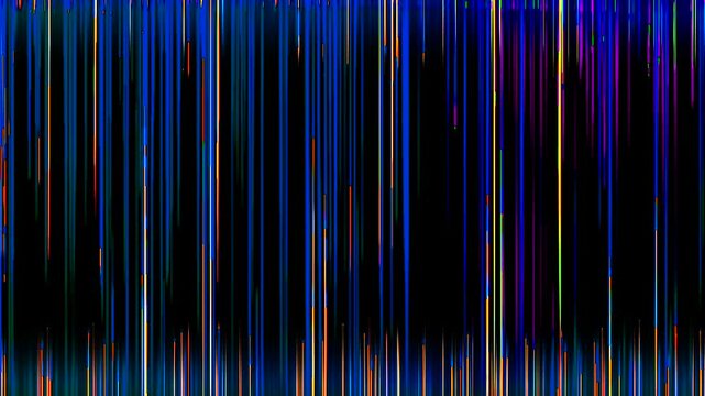Abstract Vertical Colorful Line Shapes Animation Background, stripe movement with noise error line effect in neon glowing colors, festival, fashion shows, video-art. Psychedelic liquid dynamic	