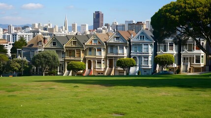 Obraz premium Colorful houses on a street in San Francisco, California, USA