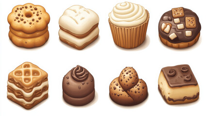 Delicious assortment of cookies and desserts including cupcakes, chocolate treats, and layered sweets, perfect for any sweet tooth craving