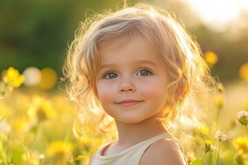 Fototapeta premium Portrait of beautiful child in nature at spring time