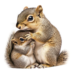 Fototapeta premium PNG of a squirrel with its kit isolated against transparent background