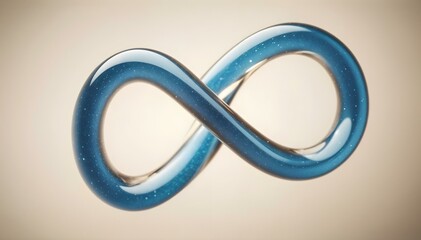 A large abstract blue glass infinity symbol, signifying adaptability and modernity and icon for technology and agile methodology