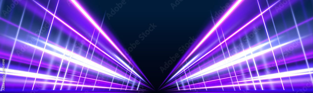 Wall mural vector representation of the speed of light in space with a dark background, featuring abstract neon