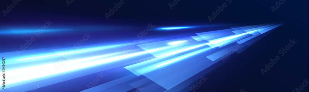 Aufkleber high-speed light line in the form of a road and a highway in a night city. vortex streams of neon li