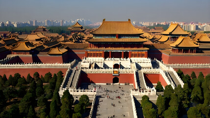  The Forbidden City in Beijing,  the historical importance of the Forbidden City, the imperial palace of Chinese emperors for centuries. ai