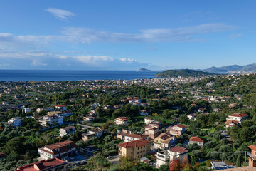 Fototapeta premium The Gulf of Gaeta seen from the town of Minturno in Italy.