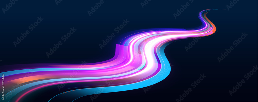 Aufkleber explore the captivating movement of neon light in this dynamic illustration. the zigzag and arc shap