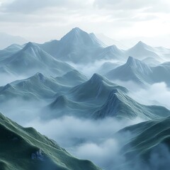 Stunning Misty Mountain Landscape Captured with Lush Green Hills in Scenic Image