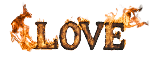 cutted love burning badge isolated over white (transparent) background