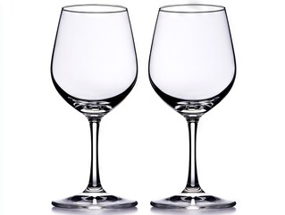A pair of empty wine glasses sitting next to each other