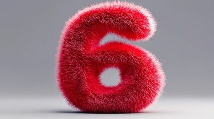 A red furry number six on a gray background