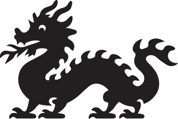 Dragon silhouettes vector art illustration