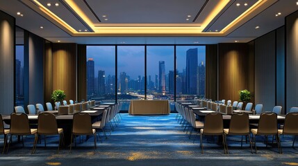 Modern Conference Room with Stunning Cityscape View