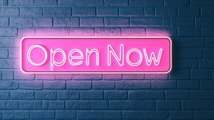 Fototapeta premium Open now concepts. Neon sign glowing 