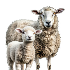 Fototapeta premium PNG of a sheep with its ewe isolated against transparent background