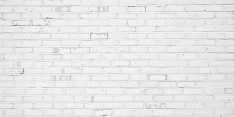 Obraz premium White brick wall with grungy texture and vintage feel, ideal for design backgrounds, brick wall pattern, grungy