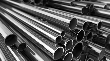 Steel Products. Assortment of Metal Rolled Girder and Beam in Warehouse Setting