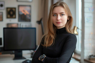Photography of Russia young entrepreneur in the early stages of starting brand or business.