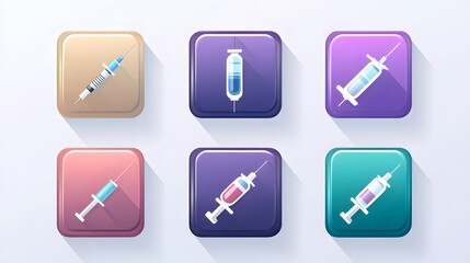 Stylized syringes and medical icons in vibrant shades reflecting healthcare and wellness