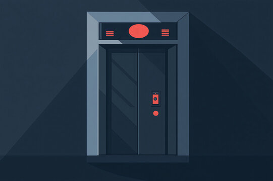 Closed elevator doors with a red light, symbolizing a missed opportunity or a challenging business pitch