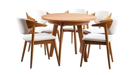 A wooden table with six chairs around it