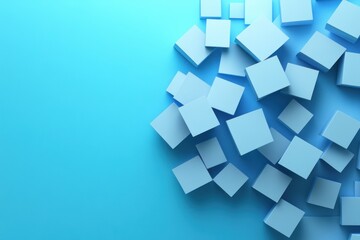 Blue Cubes Scattered On A Blue Background