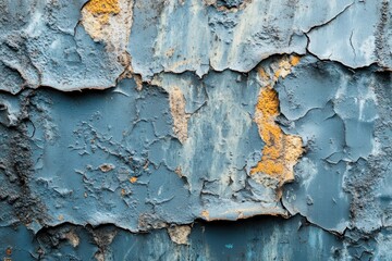 Fototapeta premium Peeling Blue Paint Reveals Aged Metal Surface