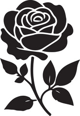 A black and white rose silhouette vector illustration