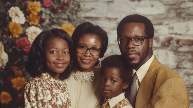 old photo of a traditional family from the 60s and 70s