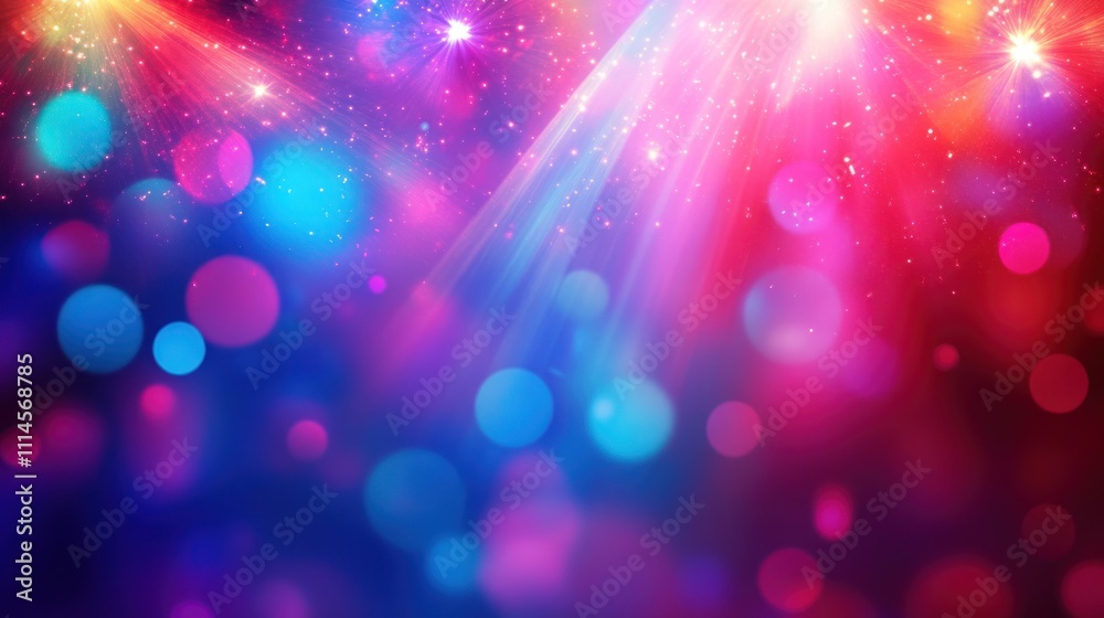 Poster abstract colorful stage lighting background with bokeh