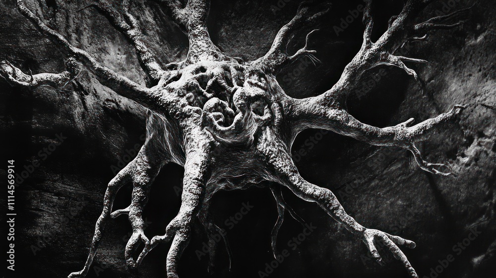 Aufkleber abstract monochrome image of a twisted treelike form