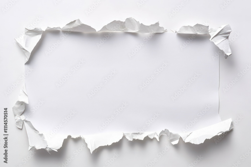 Poster White Paper Frame With Irregular Torn Edges