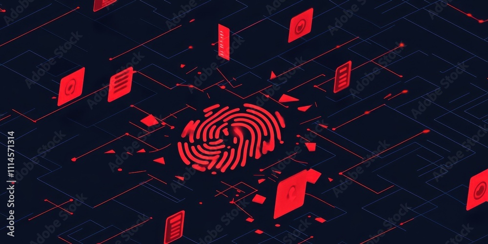Aufkleber Abstract Fingerprint Digital Network Security System